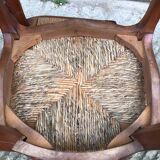 6 rush-seated chairs in solid cherry wood in Louis XV style