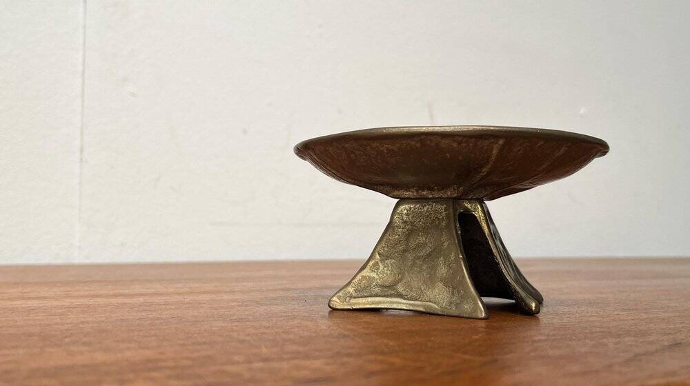 Brutalist bronze candlestick from the mid-century, 1960s.