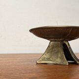 Brutalist bronze candlestick from the mid-century, 1960s.