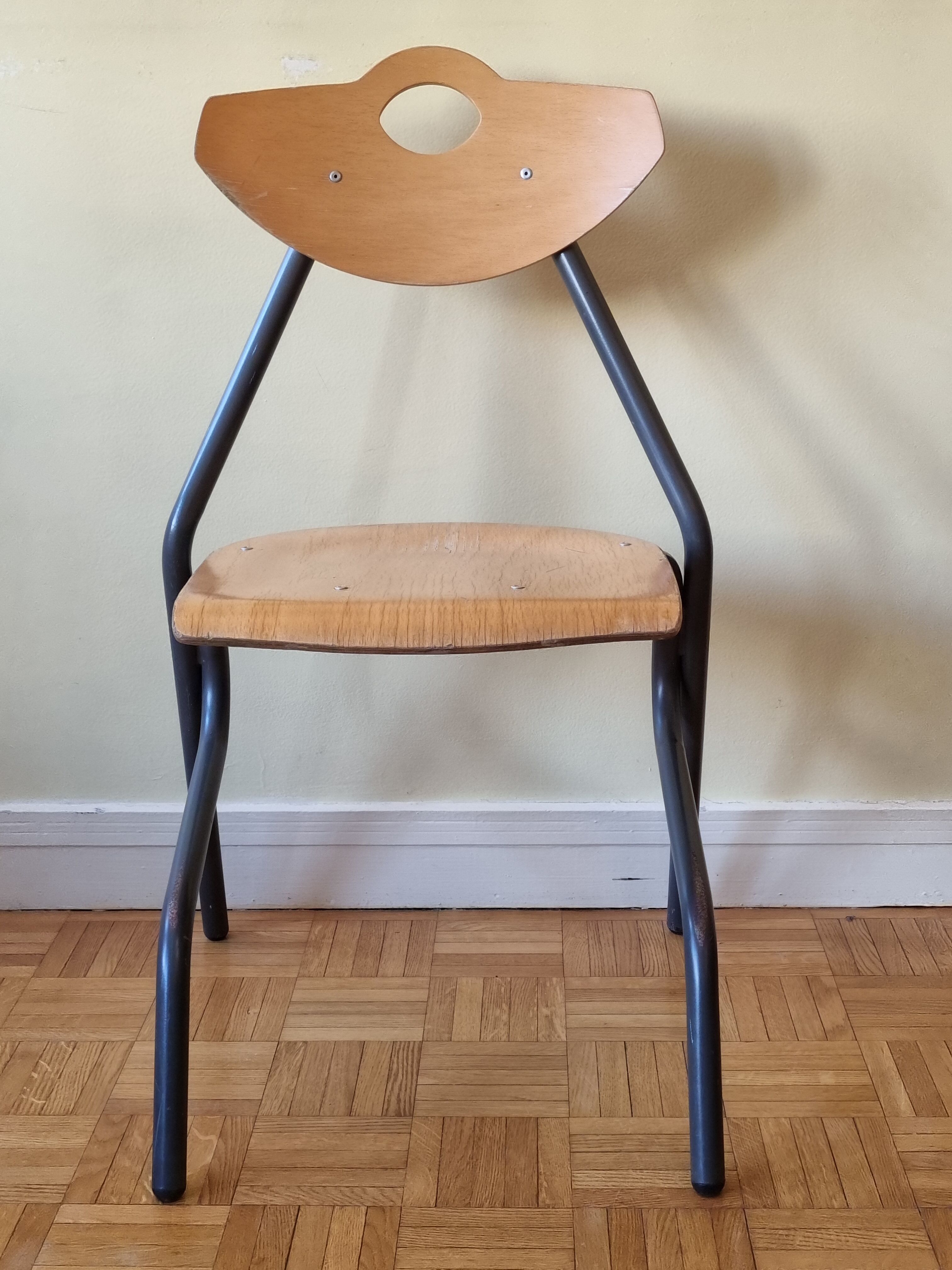 Design workshop chair in tubular steel, slate grey, 82 cm