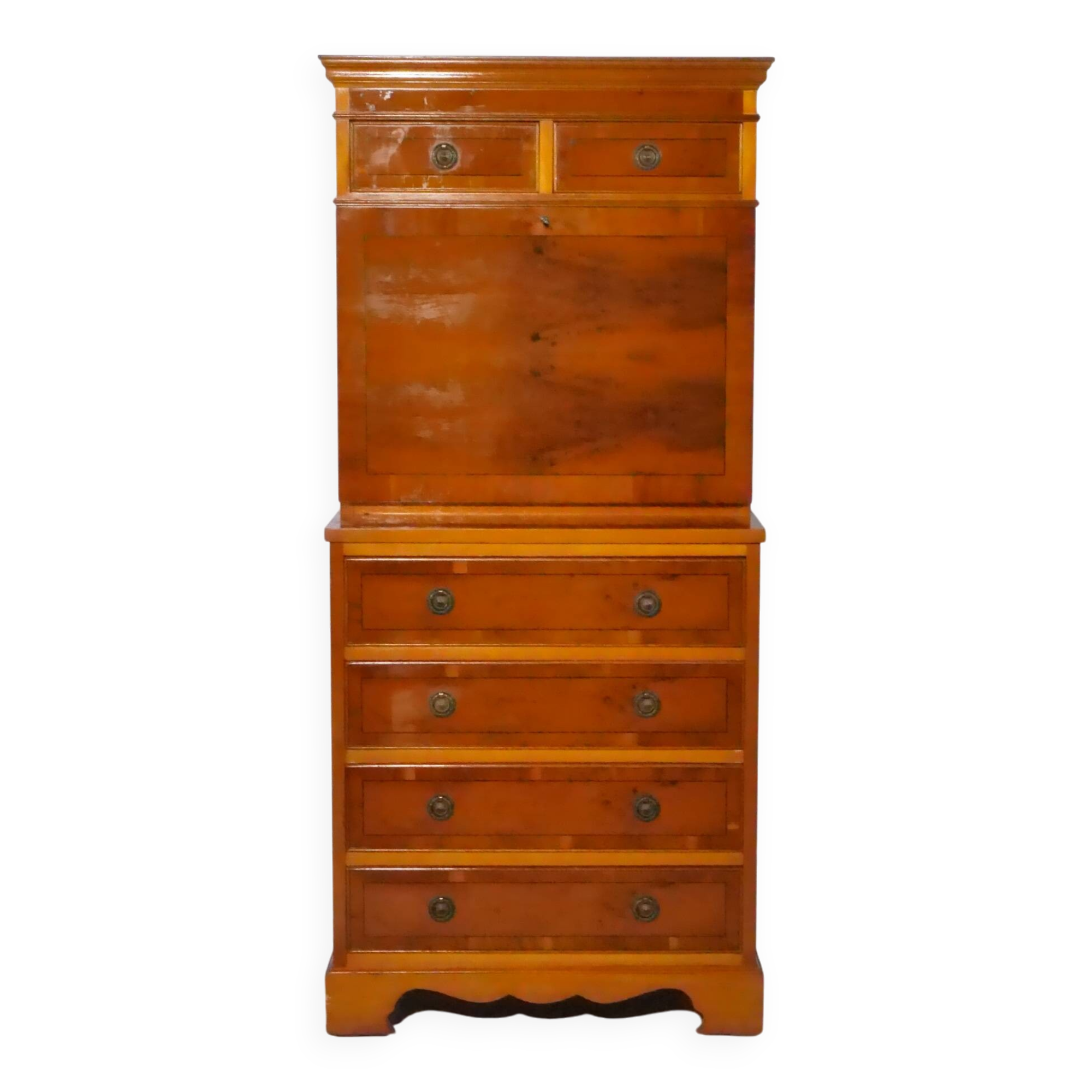 Antique Secretary Walnut Vintage Chest of Drawers