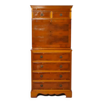 Commode secrétaire antique en noyer à tiroirs vintage