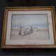 Old painting from the 1920s depicting a seaside scene
