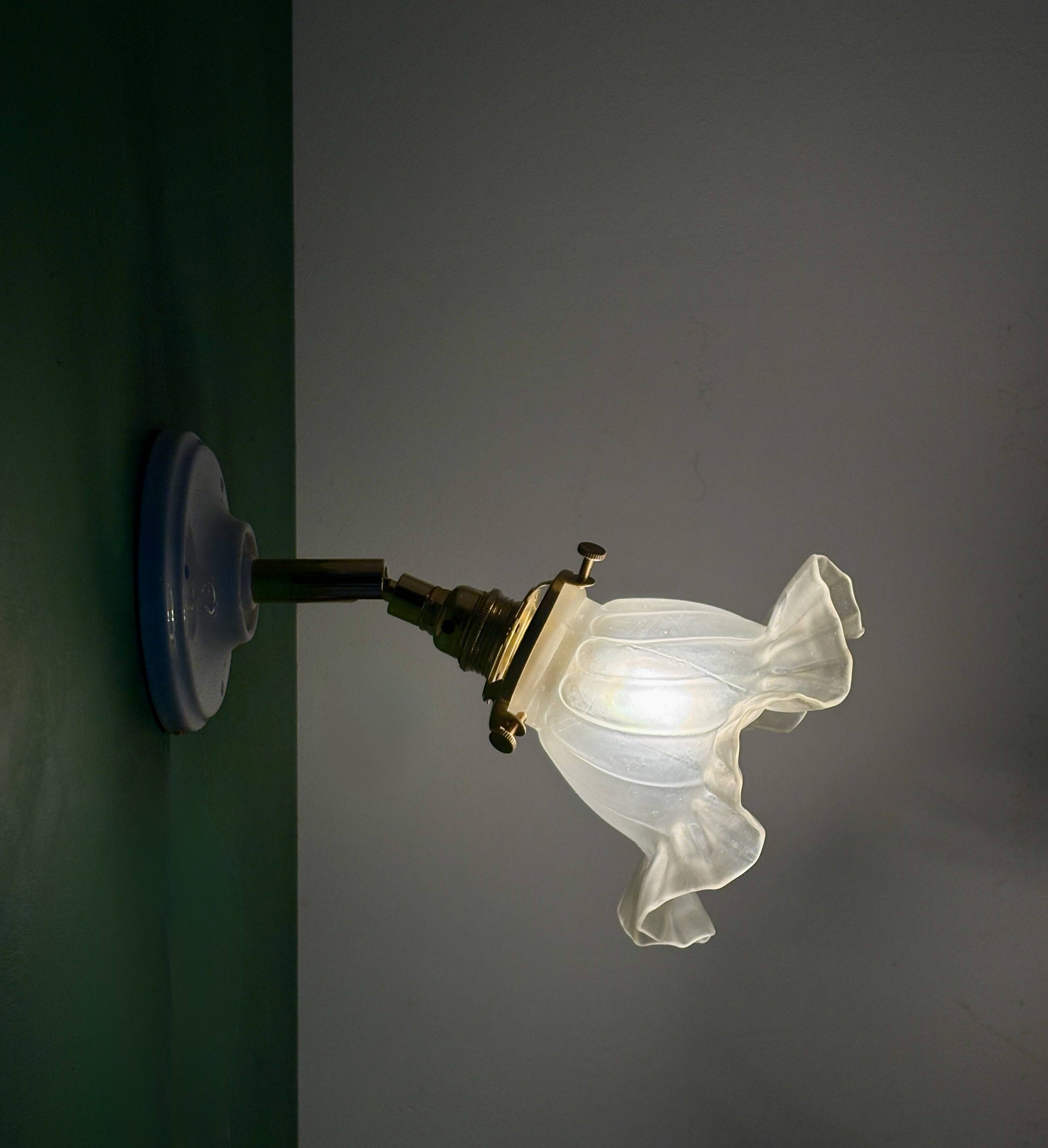 Applique tulipe vintage en verre dépoli