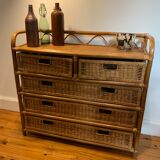 Commode tiroirs rotin