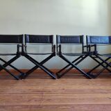Vintage Safari Regiestühle X-Chair von McGuire, 50er Jahre, 4er Set