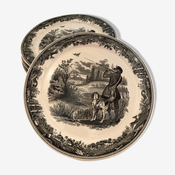 Set of 4 dessert plates from Villeroy - Boch Collection Artemis, theme "Hunting, the shooter"