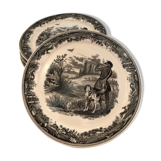 Set de 4 assiettes à dessert de Villeroy & Boch Collection Artemis, thème "La chasse, le tireur"