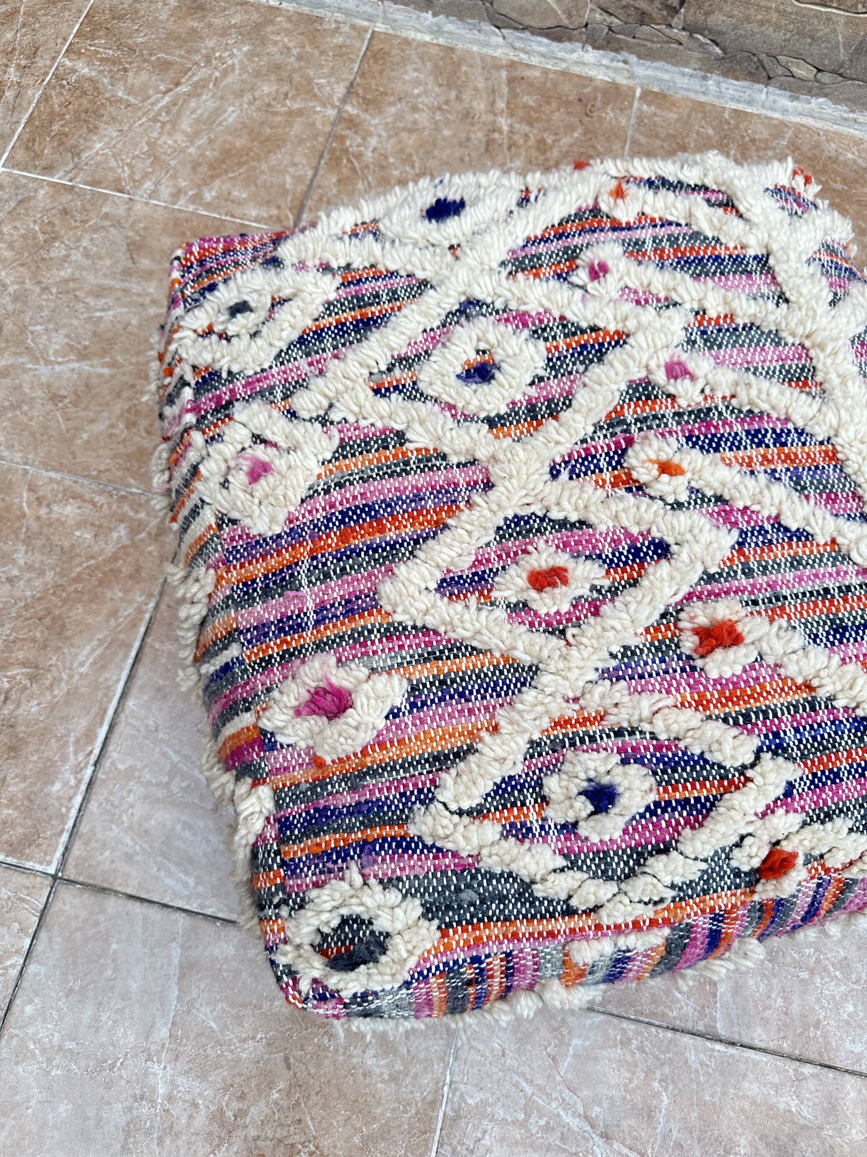 Handmade Berber Kilim pouf, floor cushion