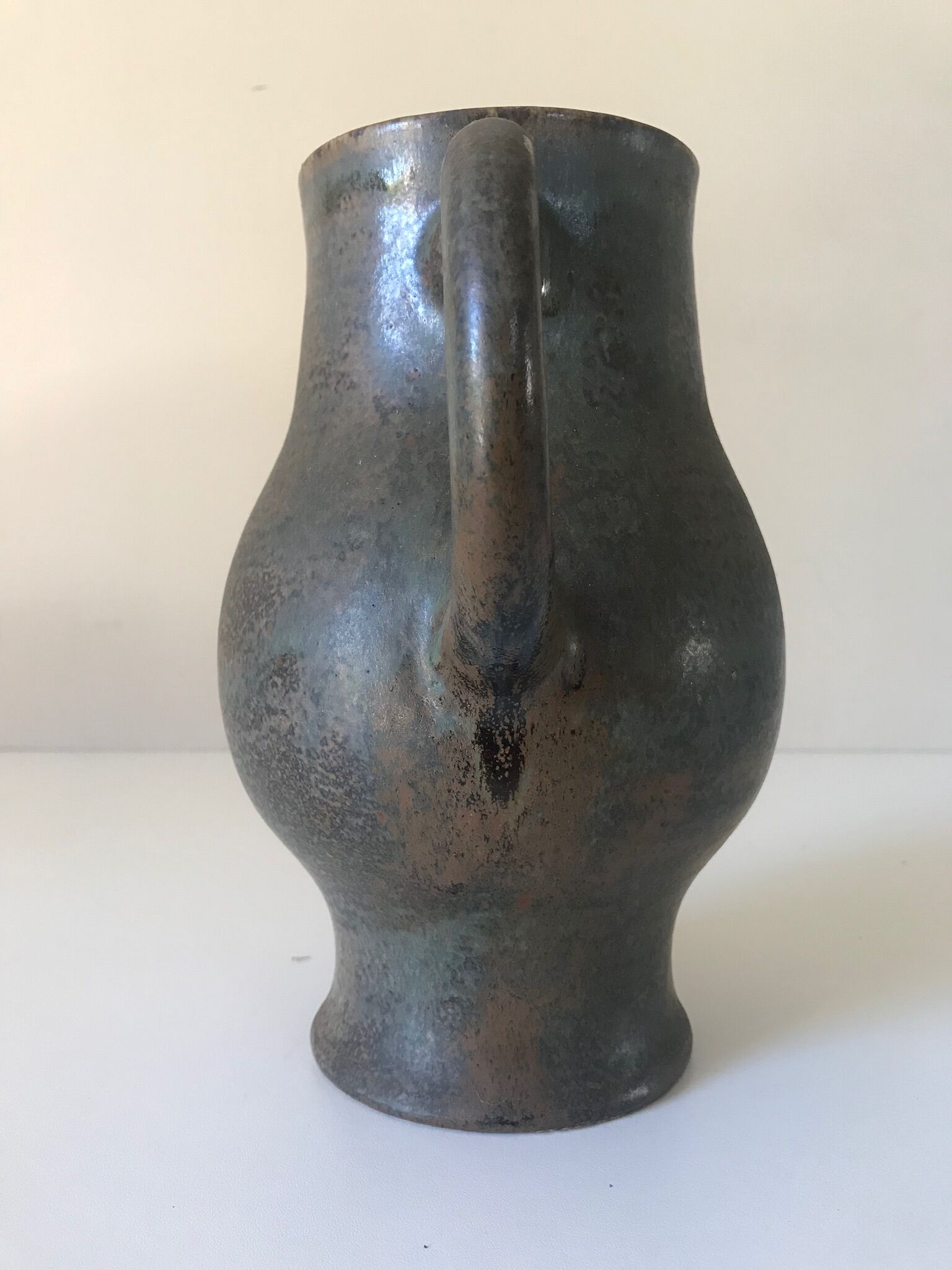 Vintage sandstone ceramic pitcher by Jacques lacheny