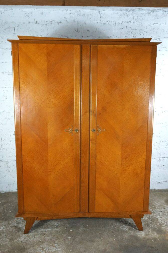 Vintage two-door wardrobe from the 50s, easy to assemble
