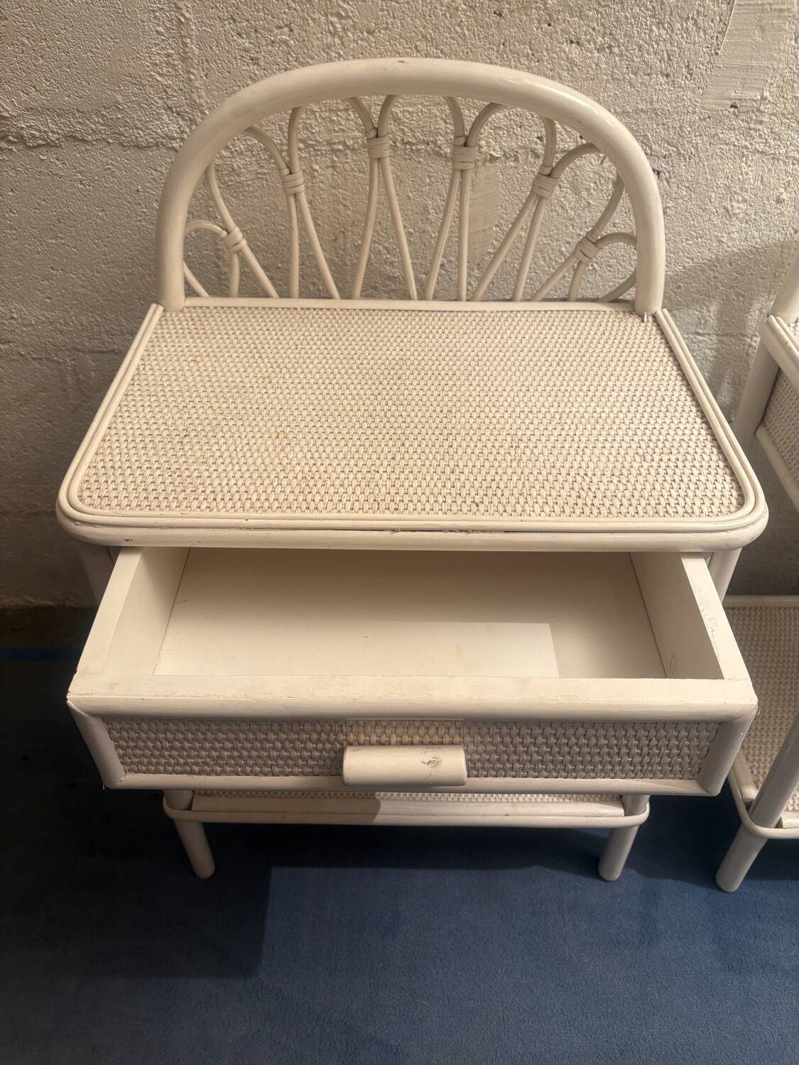 Duo of vintage bedside tables