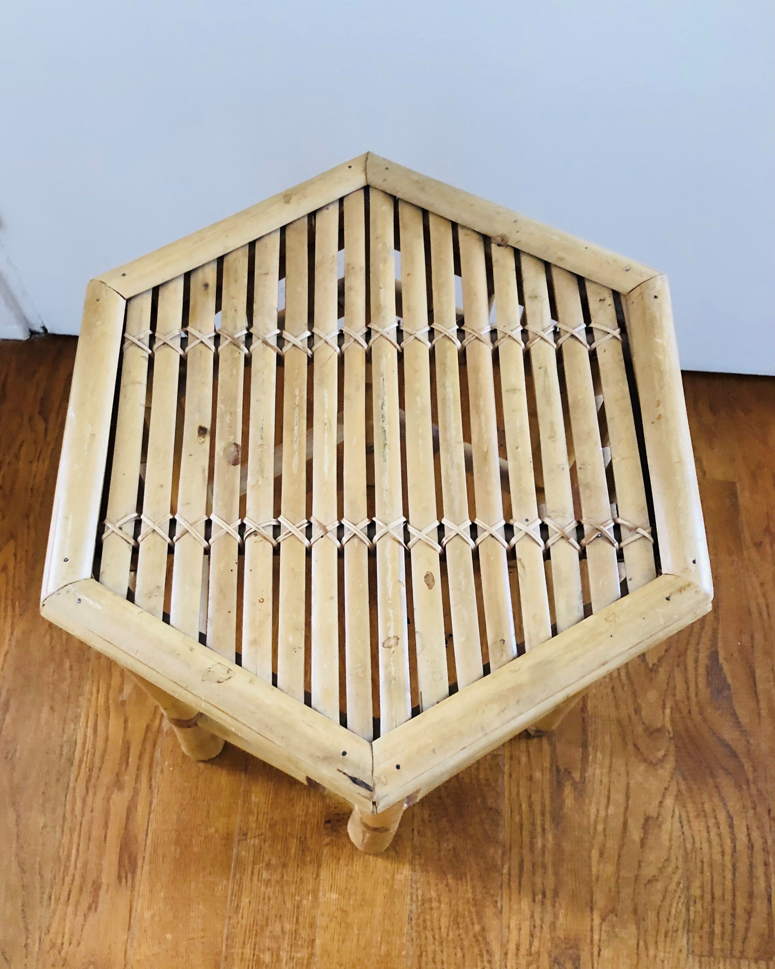 Two rattan side tables