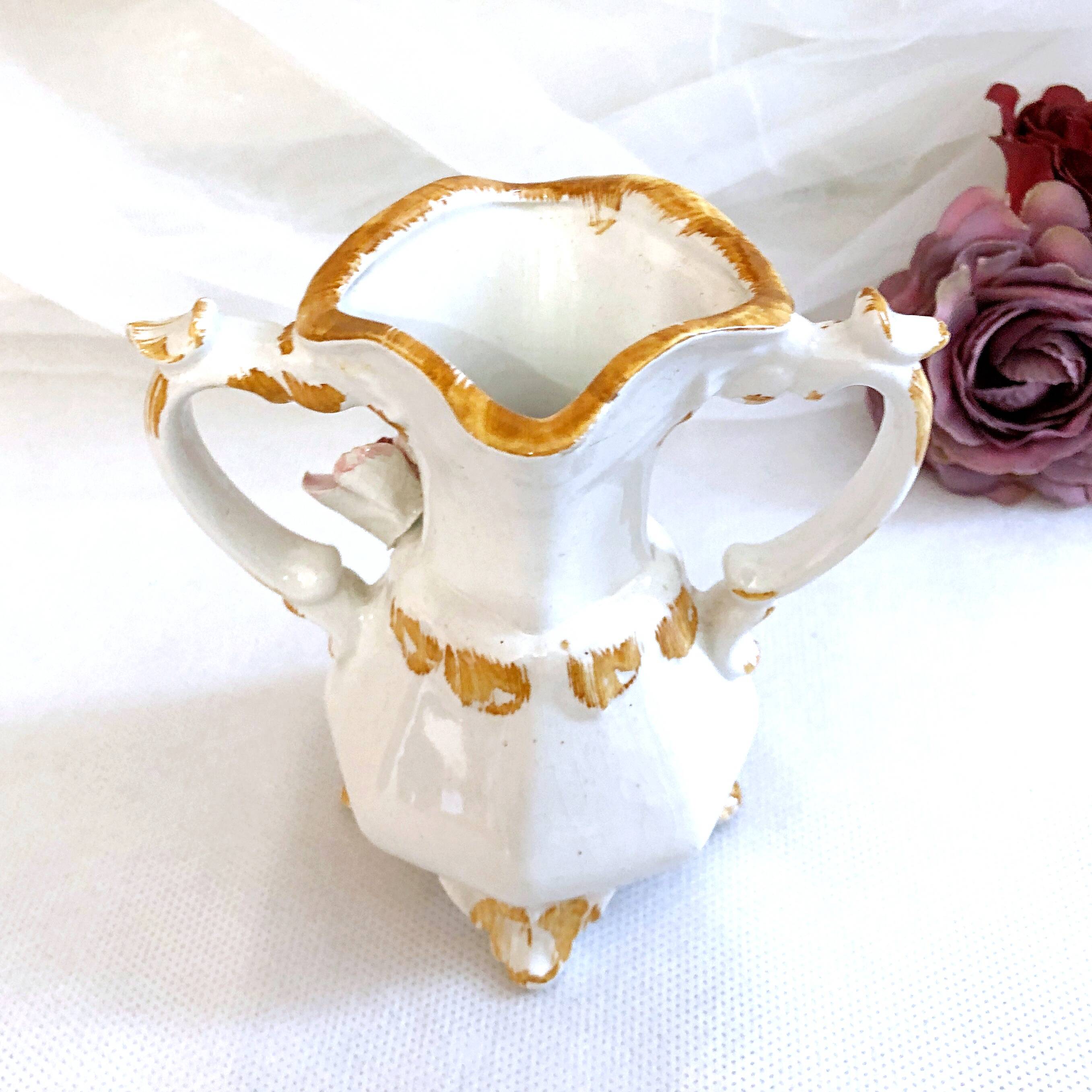 Amphora-shaped earthenware vase with floral slip BASSANO Italy