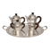 Art Deco tea and coffee service. Silver-plated metal and mahogany.