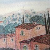 Watercolor landscape of Provence