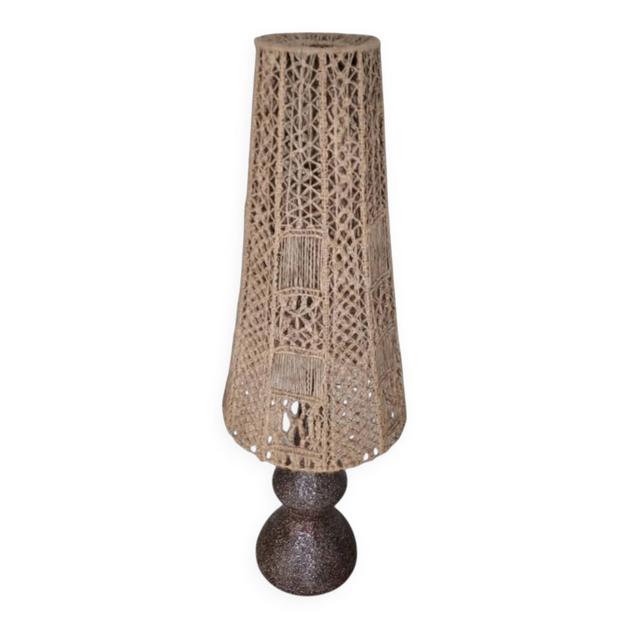 Ceramic / terracotta / macrame vase lamp 1970s