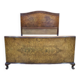 1930s English burl walnut bed