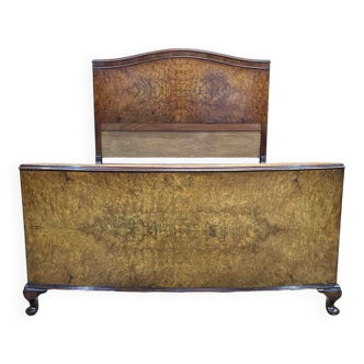 1930s English burl walnut bed
