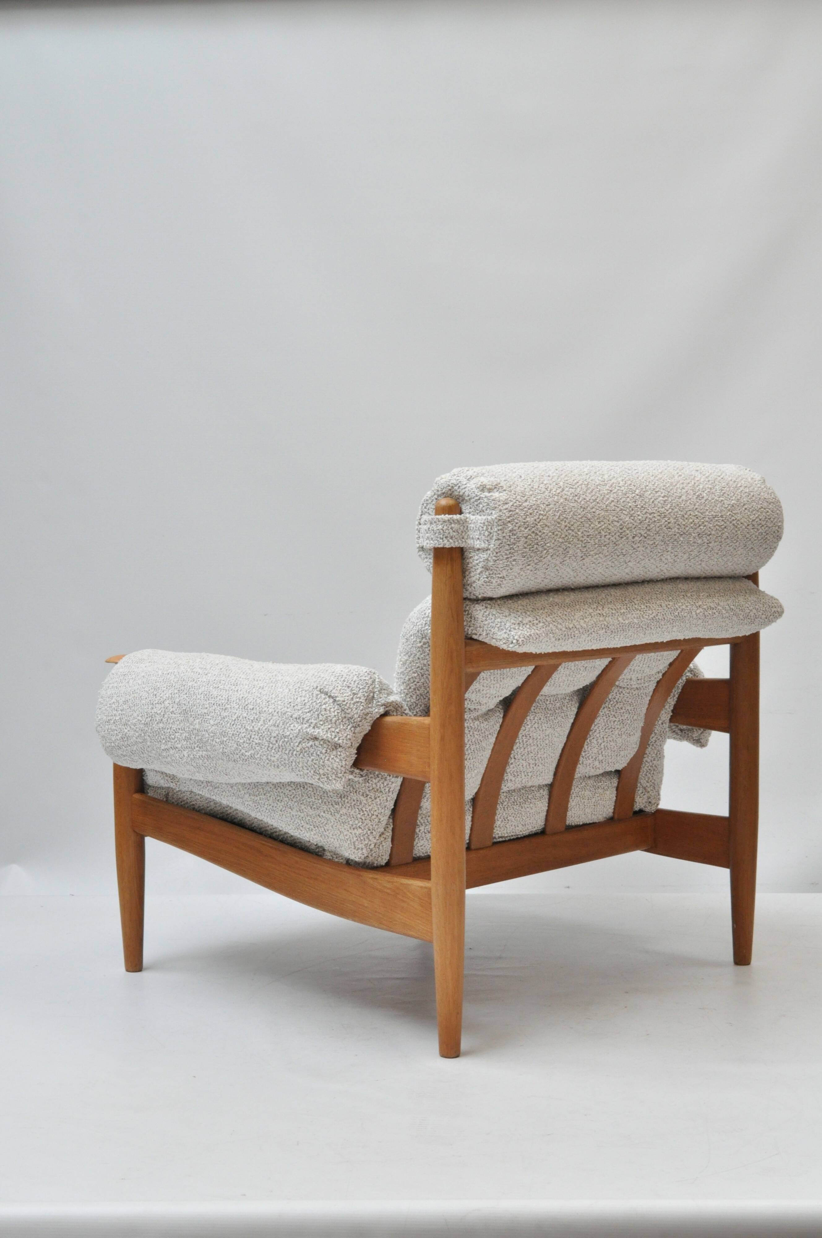 Scandinavian Lounge Armchair by Eric Merthen, 1960s – Reupholstered in Whit