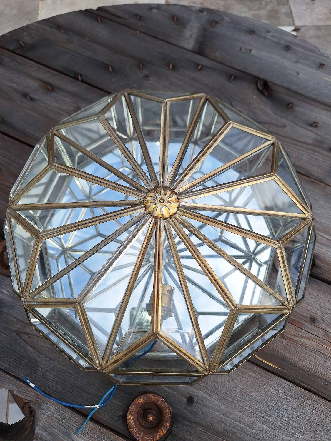 Applique verre et laiton