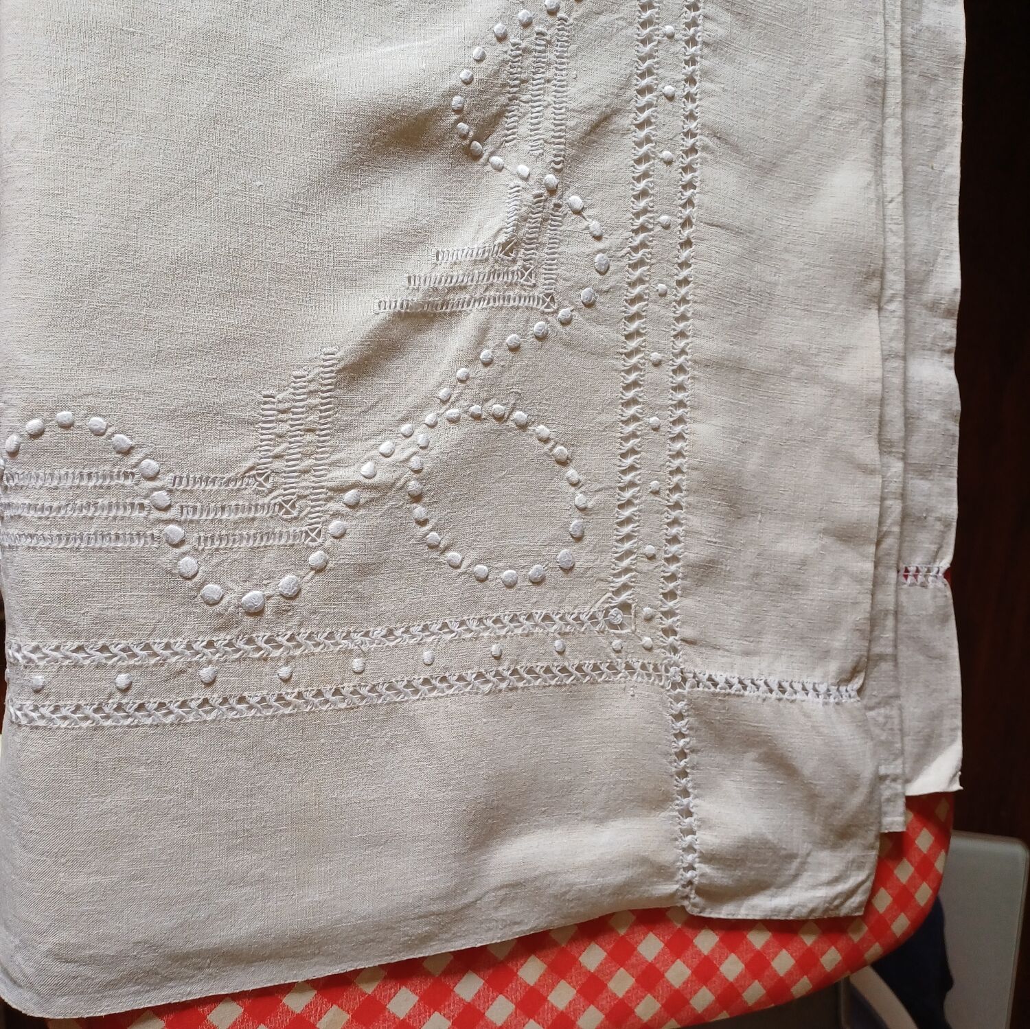 Old large linen and cotton sheet