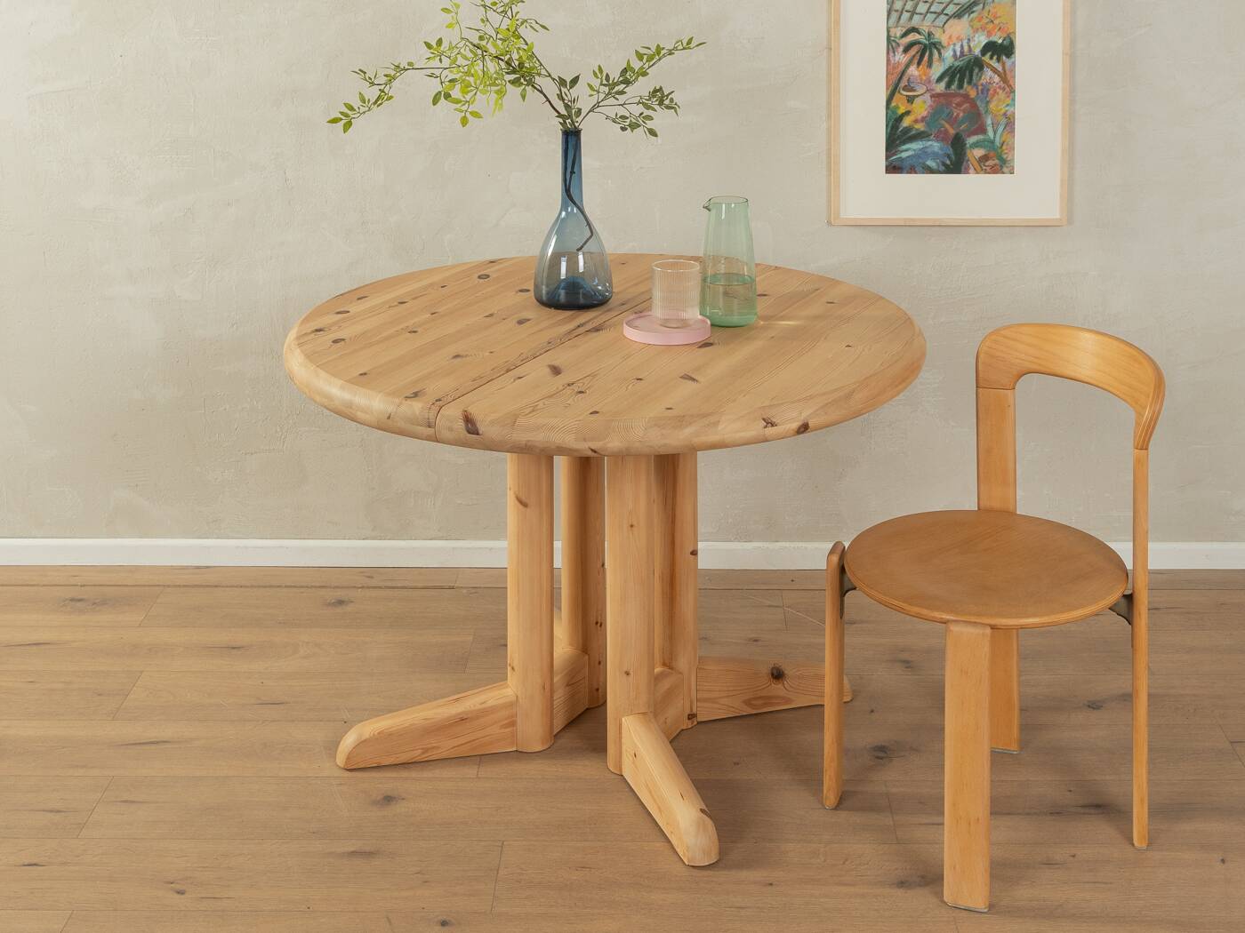 Classic Dining Table from the 1970s, solid pine wood