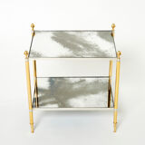 Paire de tables bouts canapé laiton chrome miroir