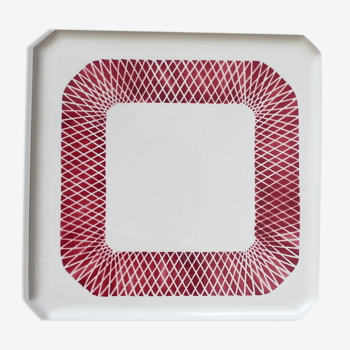 Porcelain underside, badonviller france, white and red underside, ceramic plate