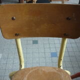 2 chairs child metal orange and yellow wood