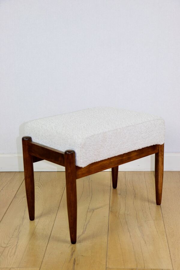 Tabouret Edmund Homa, siège en bouclé crème ivoire blanc - 2 pièces disponibles