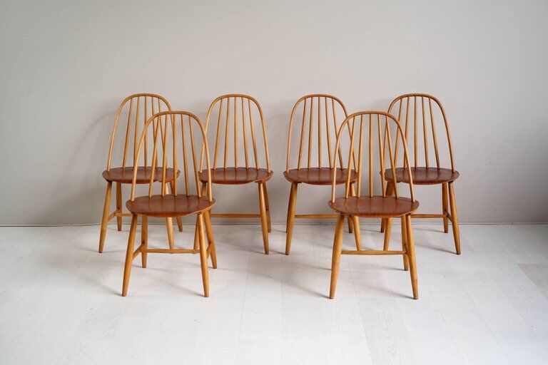 Set of 6 chairs Sven Erik Fryklund for Hagafors, model 16, Sweden, 1950