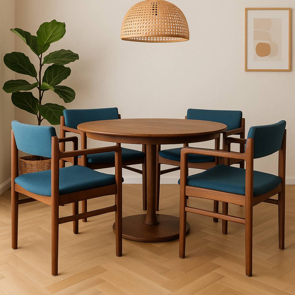 Fauteuil Thonet original des années 1960 en tissu bleu et noyer