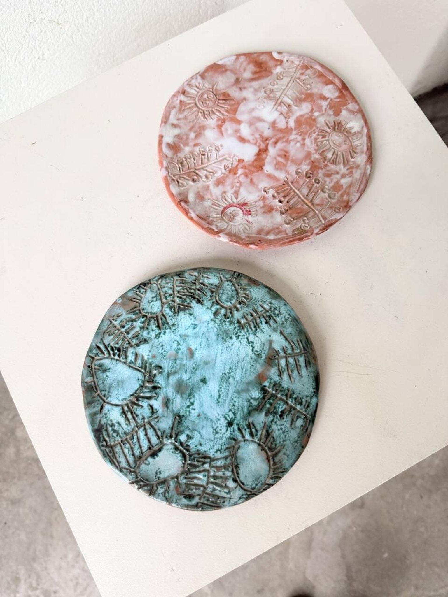 Pair of Vallauris ceramic dinner plates