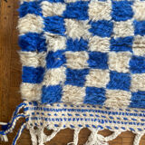 Moroccan Berber checkered carpet Klein blue and white
