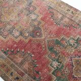 4x9 Shades Of Red & Green Oriental Turkish Vintage Rug, 134x284Cm