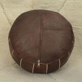 Pouf marocain en cuir Marron tabac