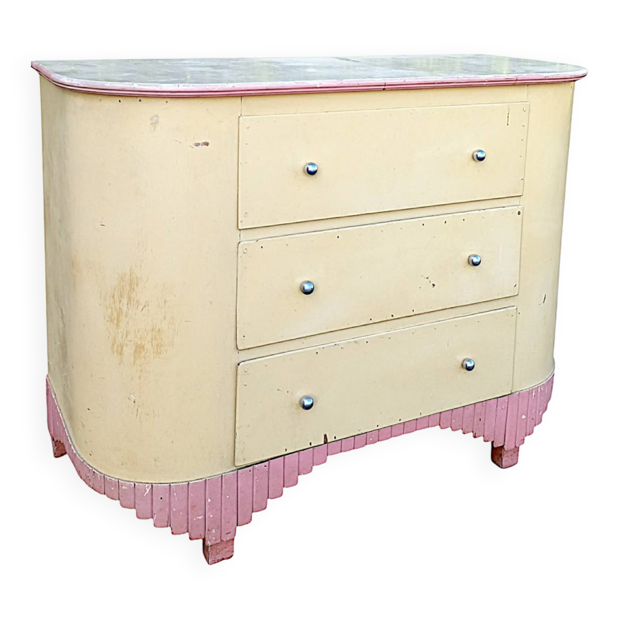 Art Deco curved chest of drawers in lacquered wood