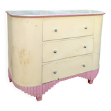 Art Deco curved chest of drawers in lacquered wood
