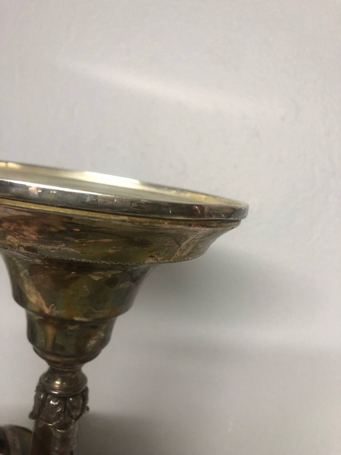Silver metal candlestick with goldsmith's mark RM France