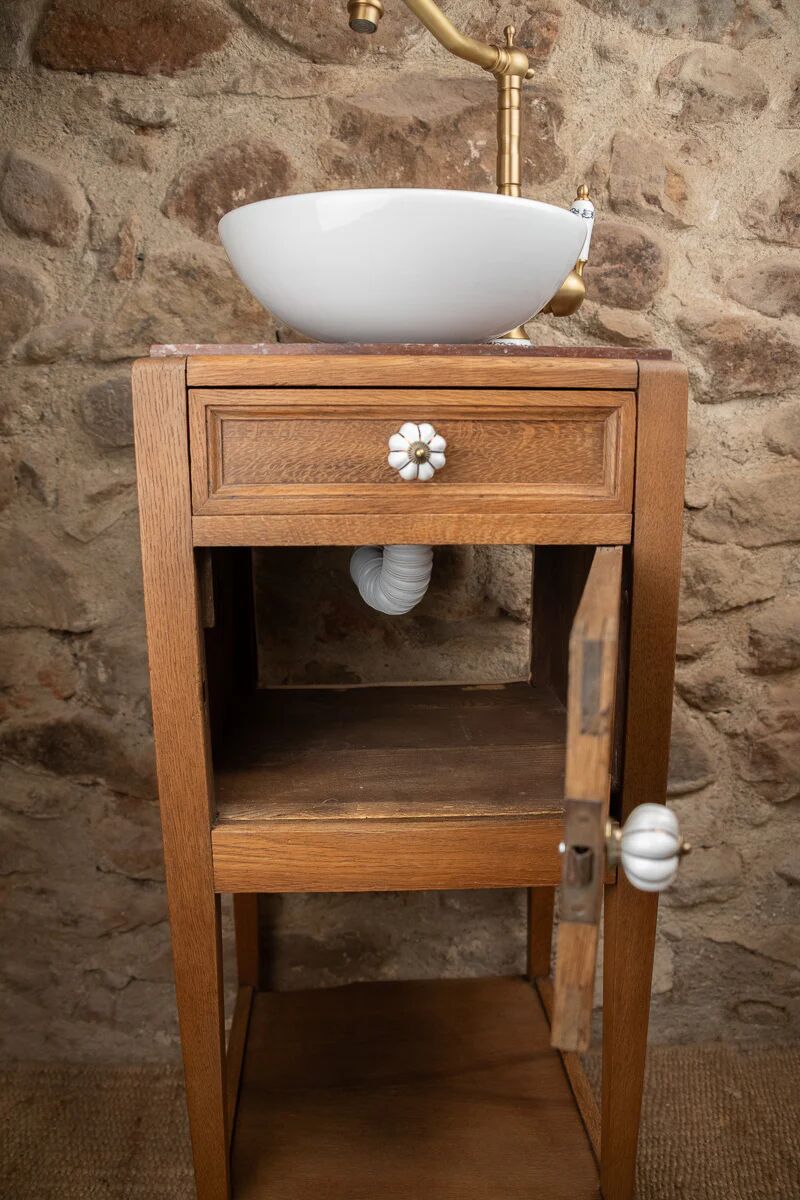 Antique wooden and red marble washstand (Art Deco style)