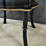 Blackened wooden stool, "Portrait of Louis XVI", Napoleon III - 19th century