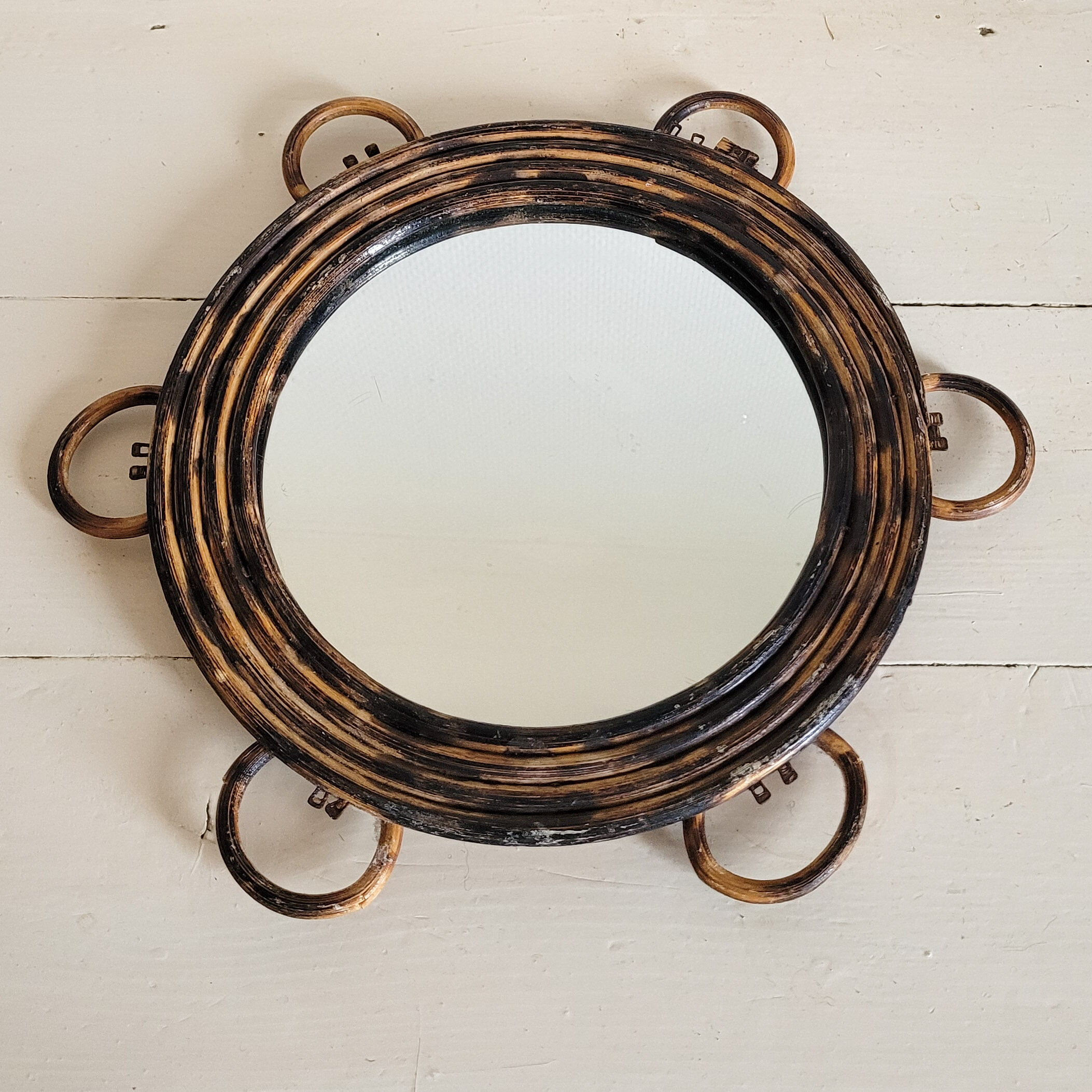 Vintage rattan mirror
