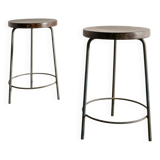 Pair of Mid Century Wooden High Bar Stools by Pierre Jeanneret, 1950s