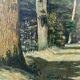 Huile sur toile, forêt, vintage
