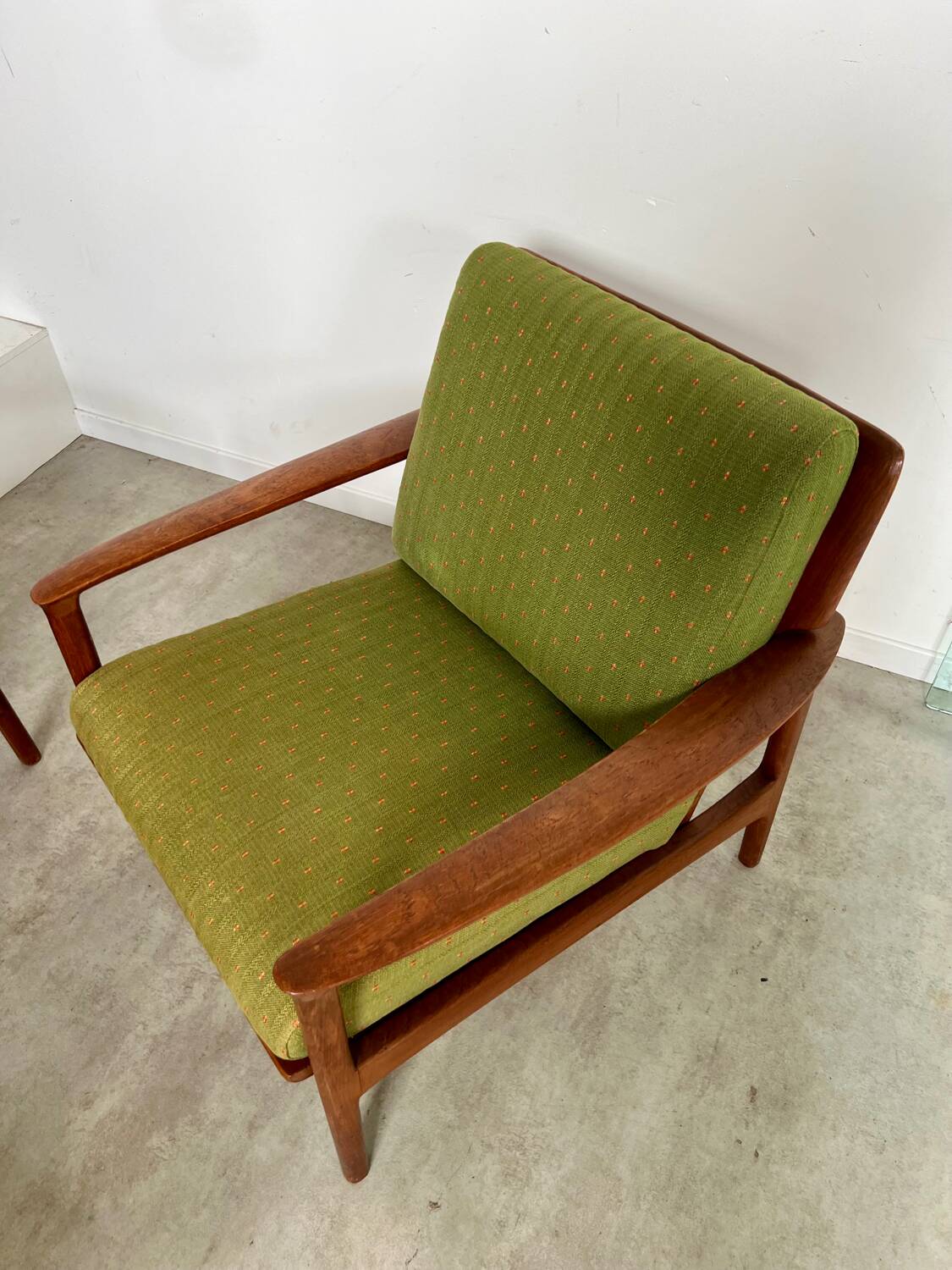 Living room set sofa armchair coffee table Scandinavian design 60s Swedish vintage teak