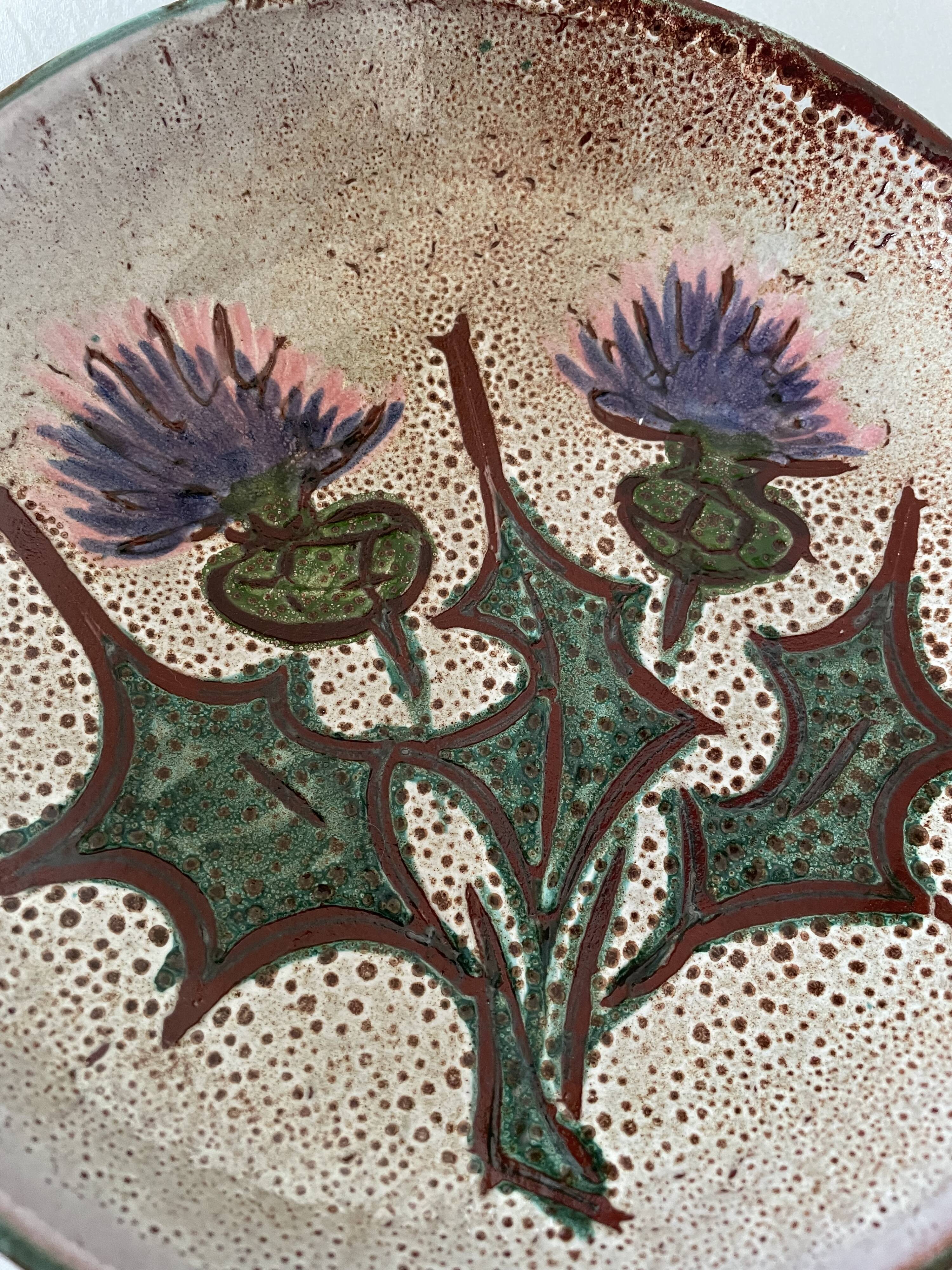 Vallauris deep plate with thistles