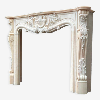 Louis XV style fireplace in pink marble circa 1980