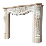 Louis XV style fireplace in pink marble circa 1980