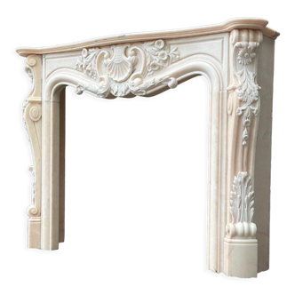 Louis XV style fireplace in pink marble circa 1980